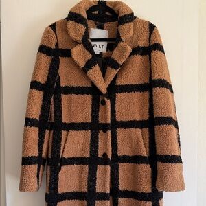 NVLT Camel and Black Checkered Teddy Jacket